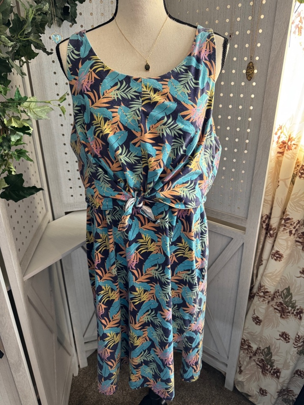 Pact Tropical Leaf Midi Dress